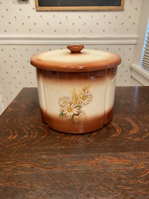 #ad Vintage Mid Century Modern Brown Daisy Canister Set Of 4 with Lid RARE EB23 $85.00