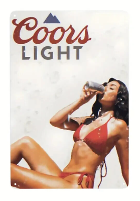 #ad Coors Light Bikini Model Vintage Novelty Metal Sign 12quot; x 8quot; NEW $8.89