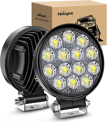 #ad Nilight LED Pods 2Pcs 4.5Inch 42W 4200LM Round Flood Light Off Road Lights Fog $32.19