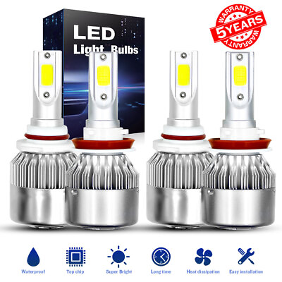 #ad 9005 H11 LED Headlight Bulbs Combo Kit High Low Beam 6500K White Super Bright $35.99