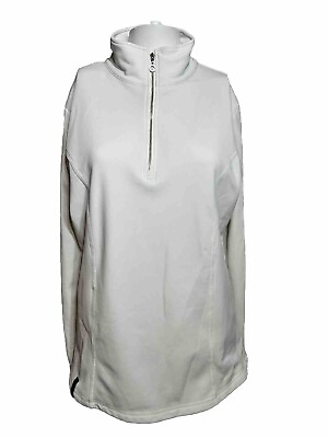#ad NILS NWOT Womens LARGE Rare Robin White 1 4 Zip Pullover Top USA AC $19.50
