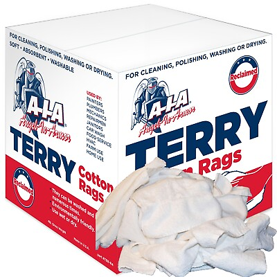 #ad WHITE TERRY CLOTH CLEANING RAGS 15”x18” REUSABLE HIGHLY ABSORBENT 100% COTTON $26.95