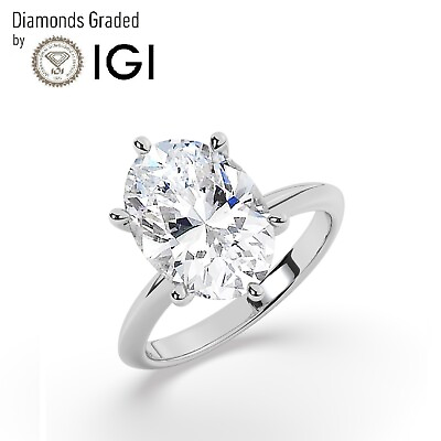 #ad IGIF VS1 5 CT Solitaire Lab Grown Oval Diamond Engagement Ring 950 Platinum $3820.00