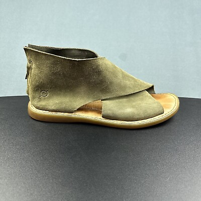 #ad Born Iwa Sandals Womens 9M Green Suede Leather Crisscross Open Toe Shoes Boho* $38.04