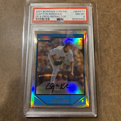 #ad 2007 Bowman Chrome DP and Prospects Refractor #BDPP77 Clayton Kershaw RC PSA 8 $174.99