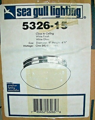 #ad NEW Sea Gull Lighting 5326 15 Flushmount White Ceiling Single Bulb Light $8.99