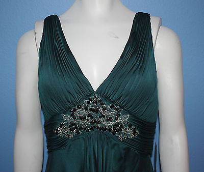#ad JS Collections Beaded Chiffon Green Dress Size 6 $29.99