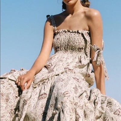 #ad SIR THE LABEL Stella Tiered Maxi Dress Size 3 AU12 US8 Linen Cream Brown Floral AU $189.00