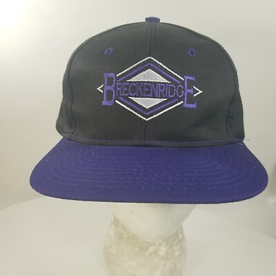 #ad Vintage Ski Breckenridge Colorado Baseball Cap Black Purple Snapback Hat $27.99