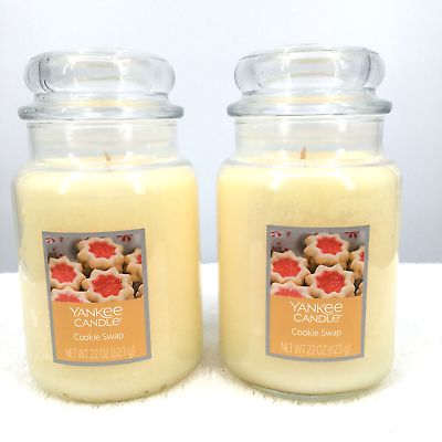 #ad Set of 2 Yankee Candle Cookie Swap Single Wick 22 oz. Glass Jar Holiday $59.99