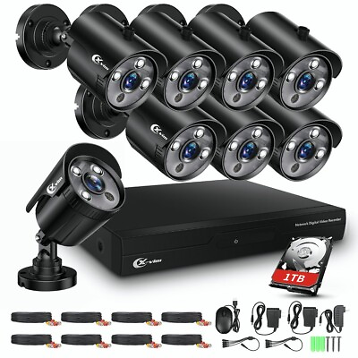 #ad XVIM 1080P 8CH Hard Drive DVR Security Cameras System Outdoor CCTV Camera AHD $188.54