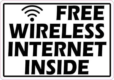 #ad 5in x 3.5in Free Wireless Internet Inside Sticker Vinyl Business Door Sign Decal $7.99
