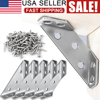 #ad 4PCS Furniture Corner Connector Stainless Steel Corner Braces For Cabinets Chair $6.89