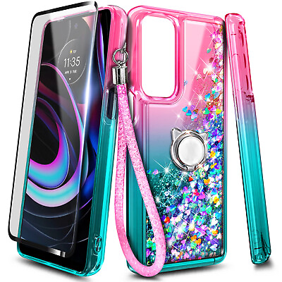 #ad For Motorola Edge 5G UW Moto edge 2021 Case Glitter Ring Cover Tempered Glass $12.98