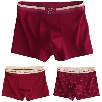 #ad Comfy Red Cotton Boxer Briefs for Men Oversized and Breathable Underpants C $14.16