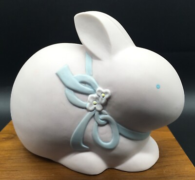 #ad Hallmark bunny 6.5” rabbit ceramic lamp tabletop night light pale pink no cord $16.00
