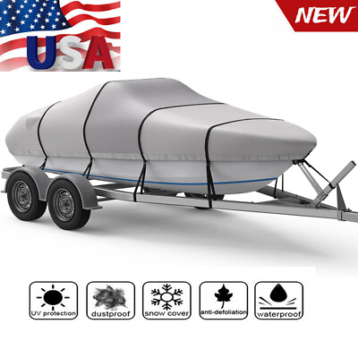 #ad 1200D Waterproof Trailerable Boat Cover Heavy Duty Marine Grade Fits V Hull Fish $102.86