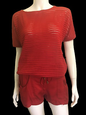 #ad La Perla crochet shirt scarlet NWT size 8 $39.99