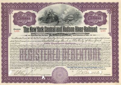 #ad New York Central and Hudson River Railroad Co. $50000 or $10000 Bond Railr $39.00