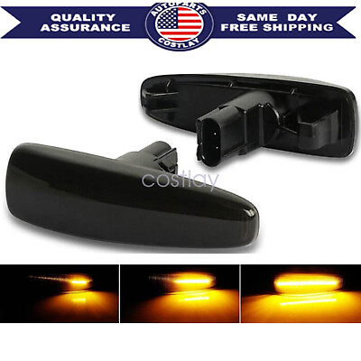 #ad Smoked Sequential Amber LED Side Marker Light Fit Mitsubishi Lancer Evo X Mirage $11.49