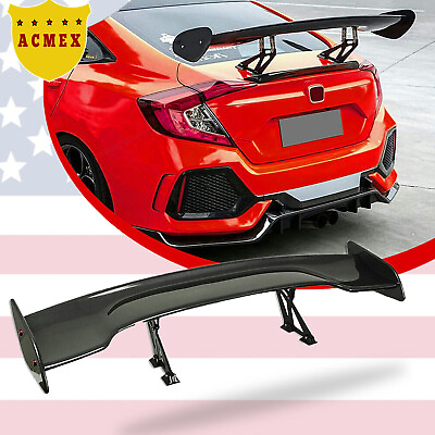 #ad GT Style Universal Rear Trunk Spoiler Adjustable Racing Tail Wing Carbon Fiber $80.99