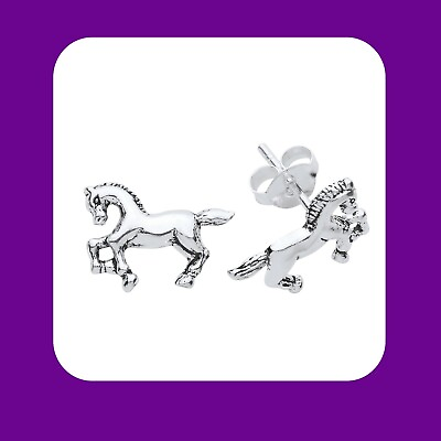 #ad Sterling Silver Horse Earrings 925 Hallmark Stud Ladies Studs Boxed New $39.61