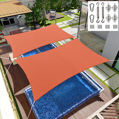 #ad #ad Sun Shade Sail Canopy Rectangle Sand UV Block Sunshade For Backyard Deck Orange $56.69