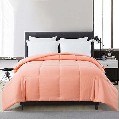 #ad Mainstays Peach Solid Print Hypoallergenic Down Alternative Comforter King $19.96