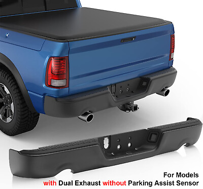 #ad Black Rear Bumper Assembly For 09 18 Ram 1500 w Dual Exhaust w o Object Sensor $262.98