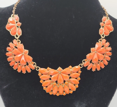 #ad Coral amp; Gold Tone Statement Necklace 19quot; Adjustable $19.99