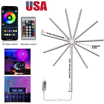 #ad #ad 195LED Firework Strip Lights Dream Color RGB Smart Music Sync APPamp;Remote Control $19.48