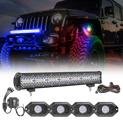 #ad #ad 4x RGB Rock Light Bluetooth20quot; Multi Color Changing LED Light Bar Harness Truck $89.49