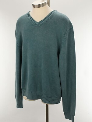 #ad THE MENS STORE Weathered Seafoam Blue Cotton V Neck Pullover Sweater XXL NWT $49.99
