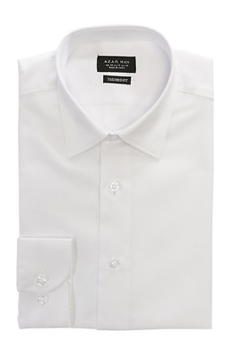#ad Tailored Slim Fit Mens White Dress Shirt Wrinkle Free Spread Collar AZAR MAN $24.95