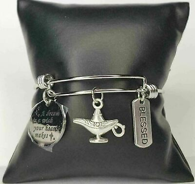 #ad Charmed Bracelet Silver A Dream Is A Wish Your Heart Makes New Stainless Steel $11.99