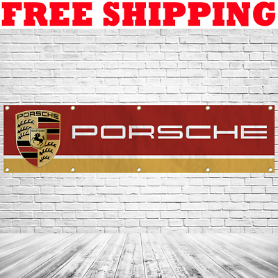 #ad PORSCHE German Car Banner Flag 2x8Ft Car Racing Flag Decor Garage Man Cave 2024 $21.95