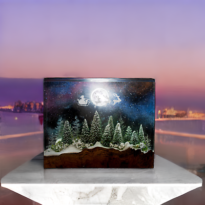#ad Rectangle Winter Forest Resin Lamp Galaxy Background Handmade Gift $149.00