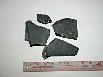 #ad Lot of 4 pieces Sliced Natural Black Stone or Geode 10 ounces 1 4quot; thick $29.00