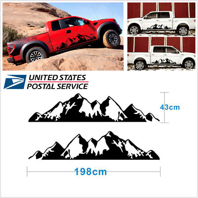 #ad 2 Pcs Large Size 78x17#x27;#x27; Car SUV Body Side Snow Mountain Graphics Decal Stickers $30.28