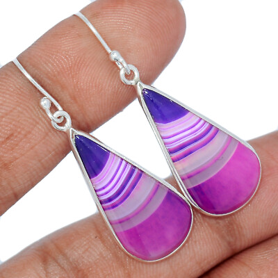 #ad Treated Purple Botswana 925 Sterling Silver Earrings Jewelry CE13412 $13.99