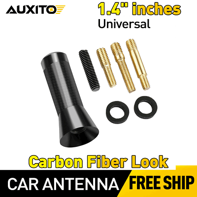 #ad 1.4quot; Carbon Fiber Aluminum Car AM FM Radio Car Short Antenna Stubby Screw Black $7.99