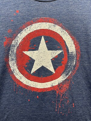 #ad Captain America Shirt Mens XL Extra Large Blue Short Sleeve Shield Logo Marvel $13.99