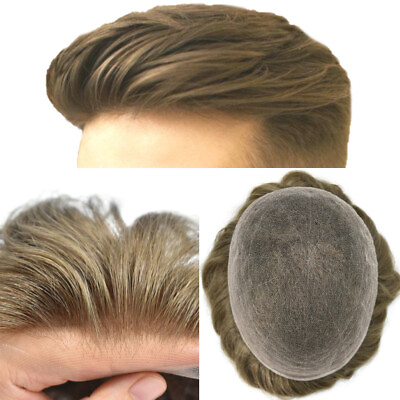 #ad Full French Lace Hair Replacement System For Man Swiss Lace Men Toupee Hairpiece $219.00