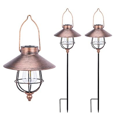 #ad 2 Pack Solar Pathway Lights Outdoor Waterproof Solar Hanging Lanterns with Sh... $44.81