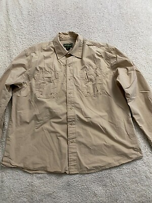 #ad Eddie Bauer Authentic Outdoor Outfitter Men Size XL Beige Long Sleeve Shirt C10 $18.89
