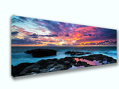 #ad Cloudy Sea View in Color Panoramic Picture Canvas Print Home Decor Wall Art $285.20