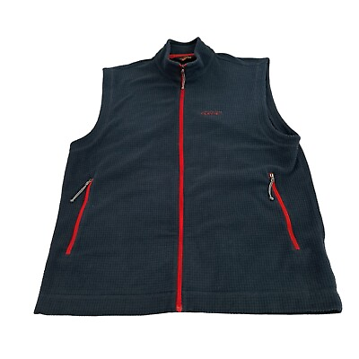 #ad Orvis Trout Bum Vest Mens Medium Blue Waffle Square Fleece Full Zip Pockets $20.45