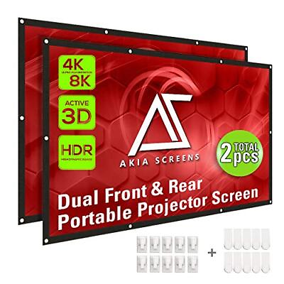 #ad Dual Projector Screen Rear Front 120 inch 16:9 Portable Foldable Anti Crease ... $27.18