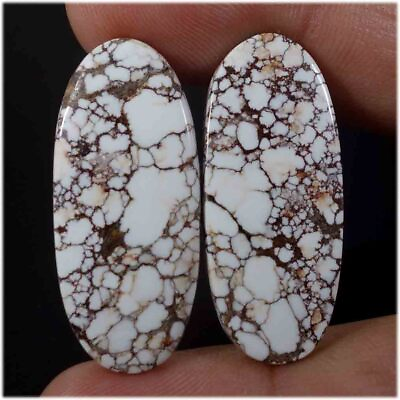 #ad Lovely Natural Wild Horse Magnesite Jasper Pair Oval Cabochon loose Gemstone $5.99
