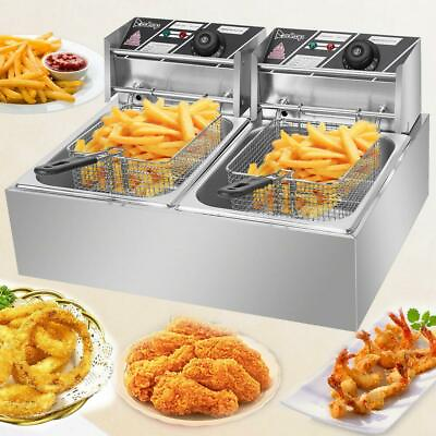 #ad ZOKOP 5000W 12L Stainsteel Electric Deep Fryer Dual Tank Commercial Restaurant $79.99